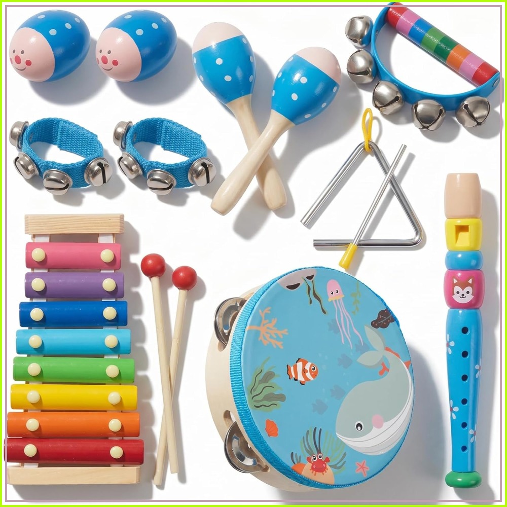 Musical Instrument Images - Natural Wood Percussion Instruments Set for