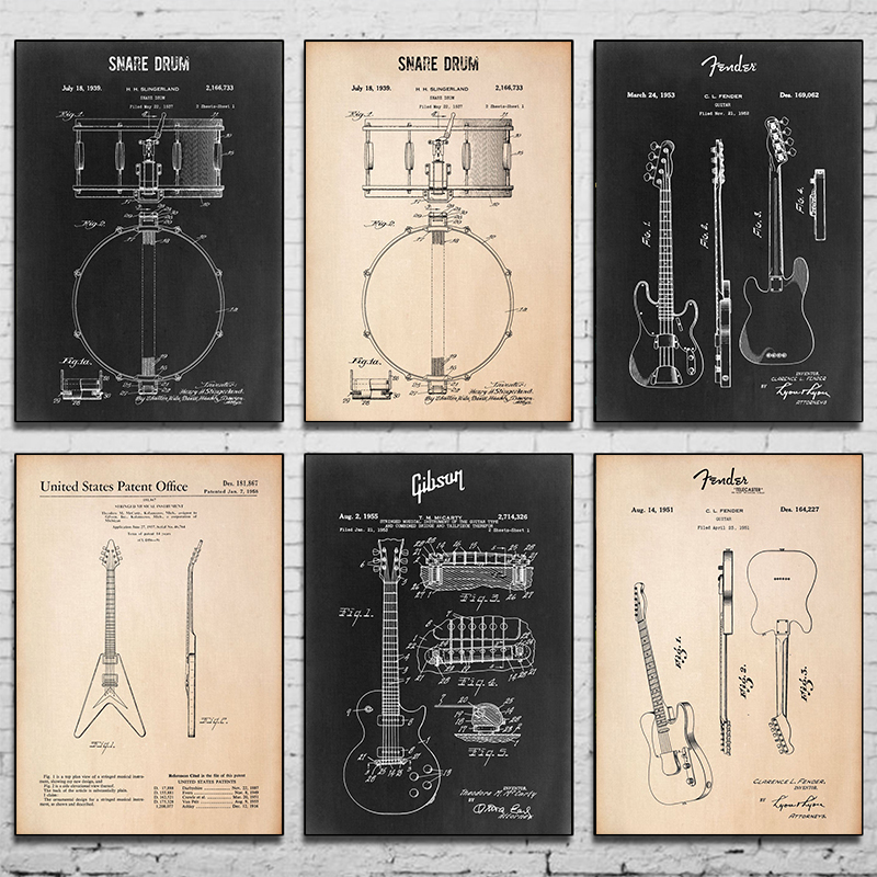 Patent drawing poster musical  - đánh giá và giá Musical Instrument In Drawing