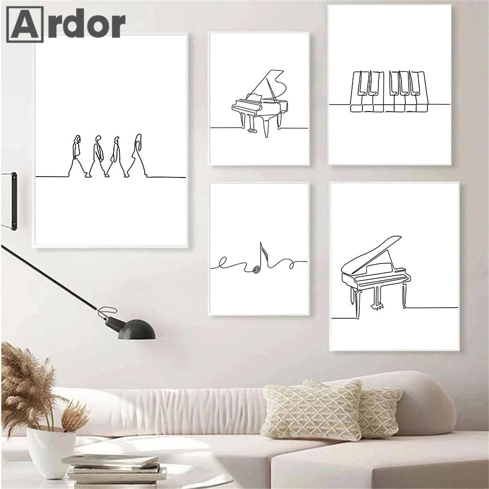 Nordic Piano Line Drawing Wall - đánh giá và giá Musical Instrument Images
