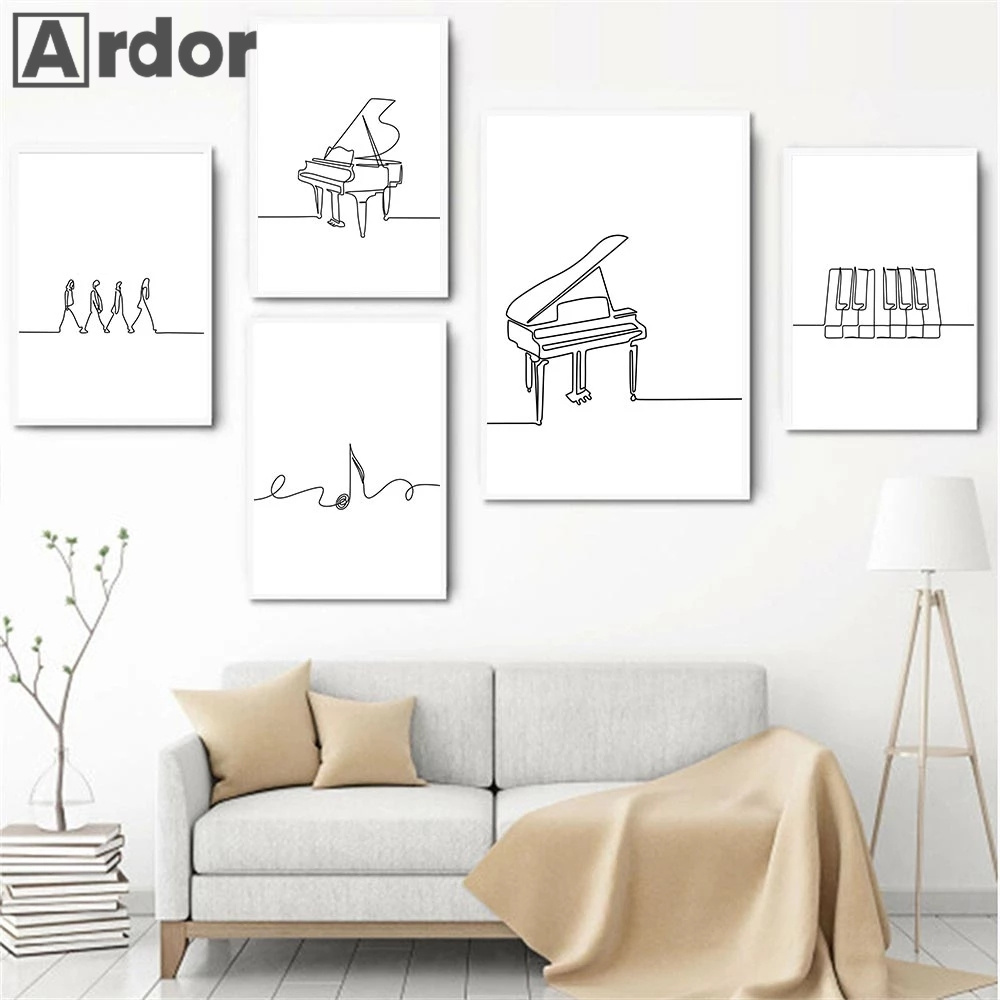 Nordic Piano Line Drawing Wall - đánh giá và giá Musical Instrument Images