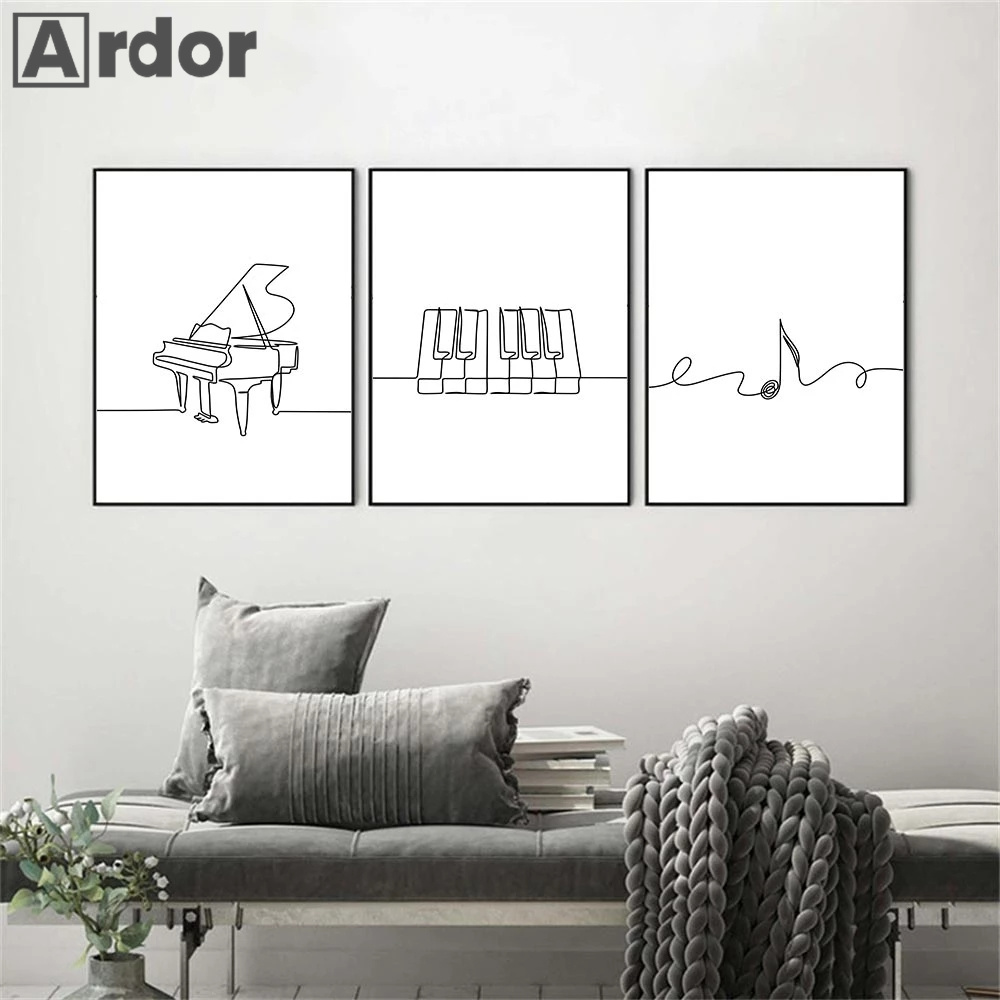 Nordic Piano Line Drawing Wall - đánh giá và giá Musical Instrument Images