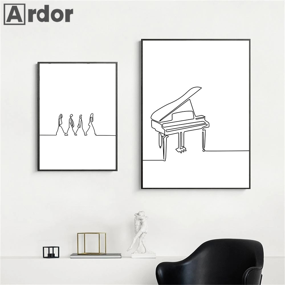 Nordic Piano Line Drawing Wall - đánh giá và giá Musical Instrument Images