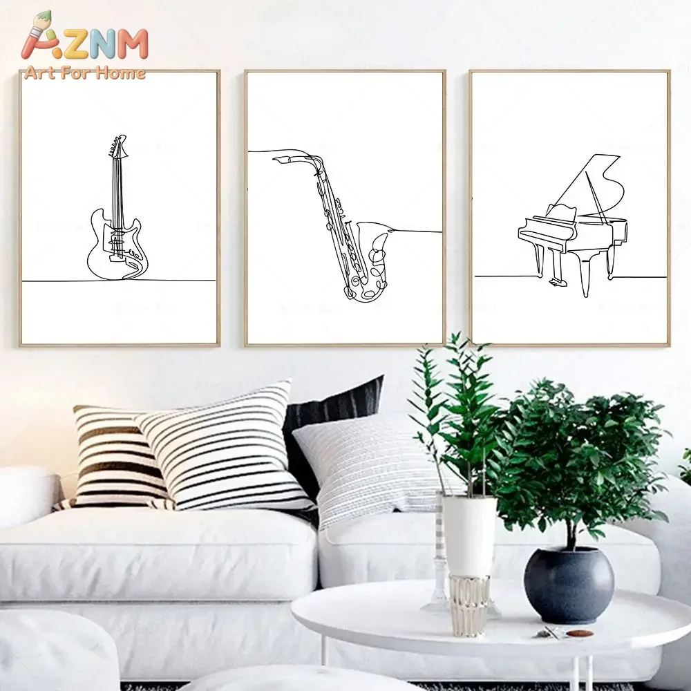 AZNM Minimalist One Line Art M - đánh giá và giá Musical Instrument In Drawing