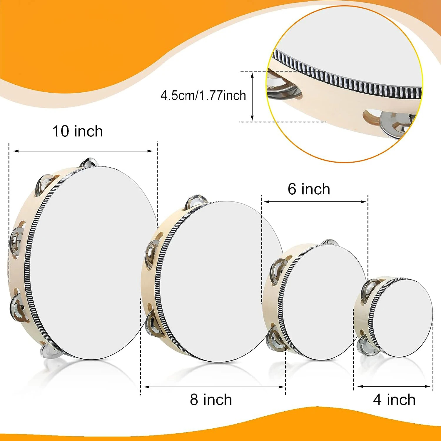 Miwayer Wooden Tambourine with - đánh giá và giá Musical Instrument Tambourine