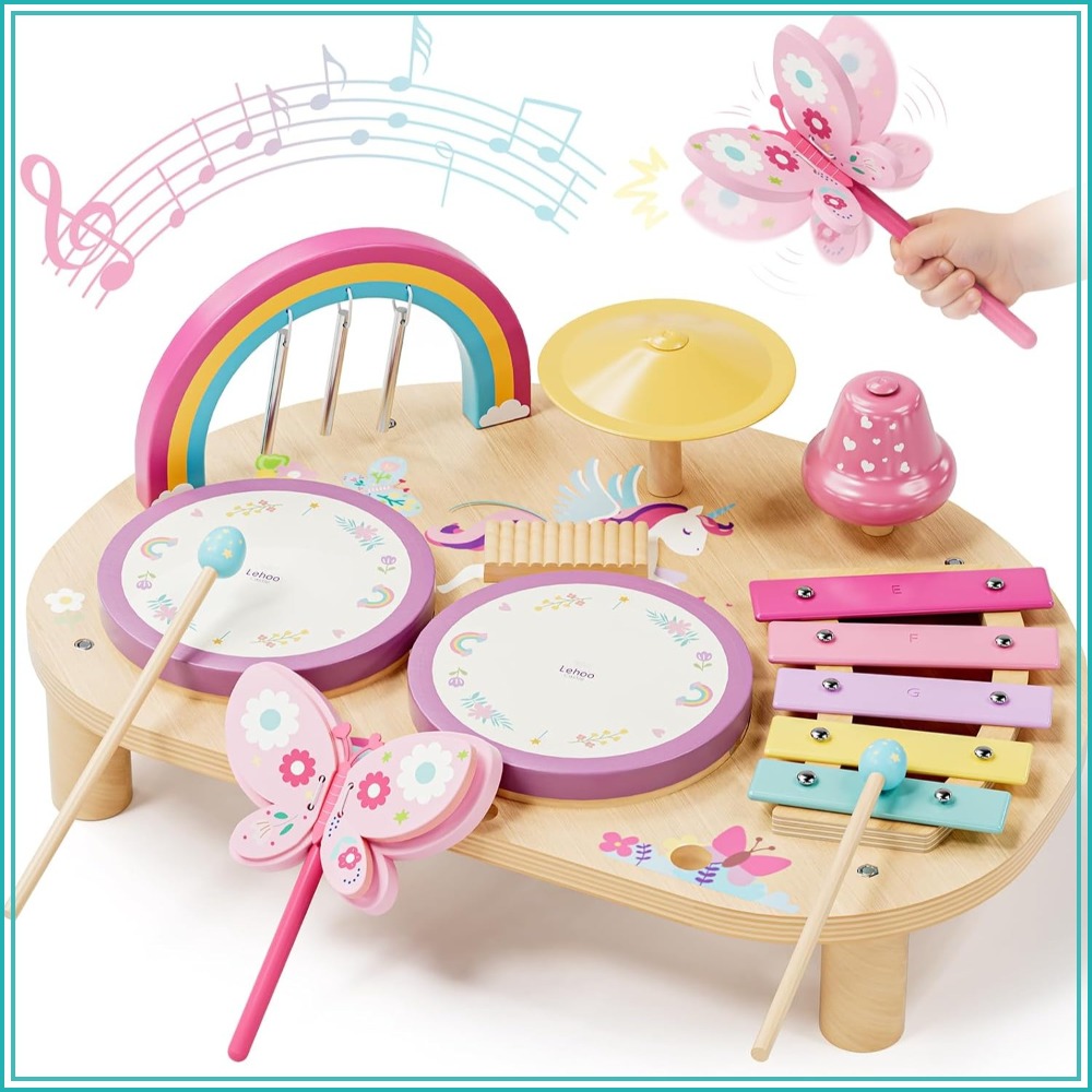 7 in 1 Wooden Drum Set for Tod - đánh giá và giá Musical Instrument Images