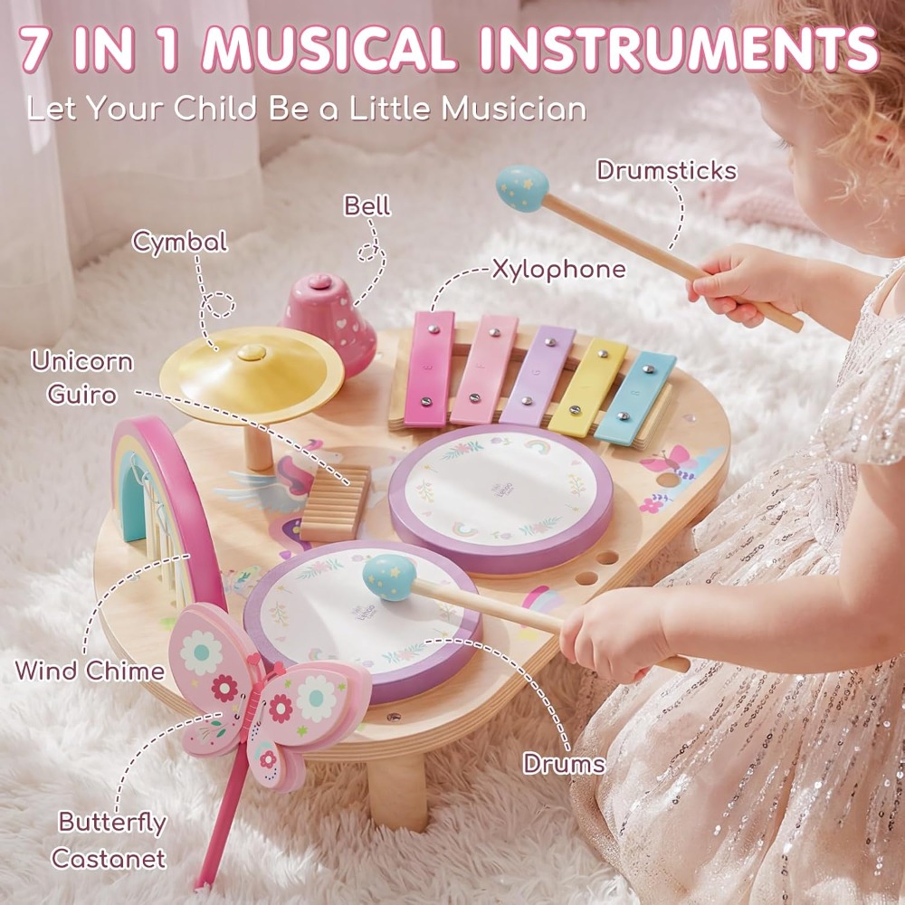 7 in 1 Wooden Drum Set for Tod - đánh giá và giá Musical Instrument Images