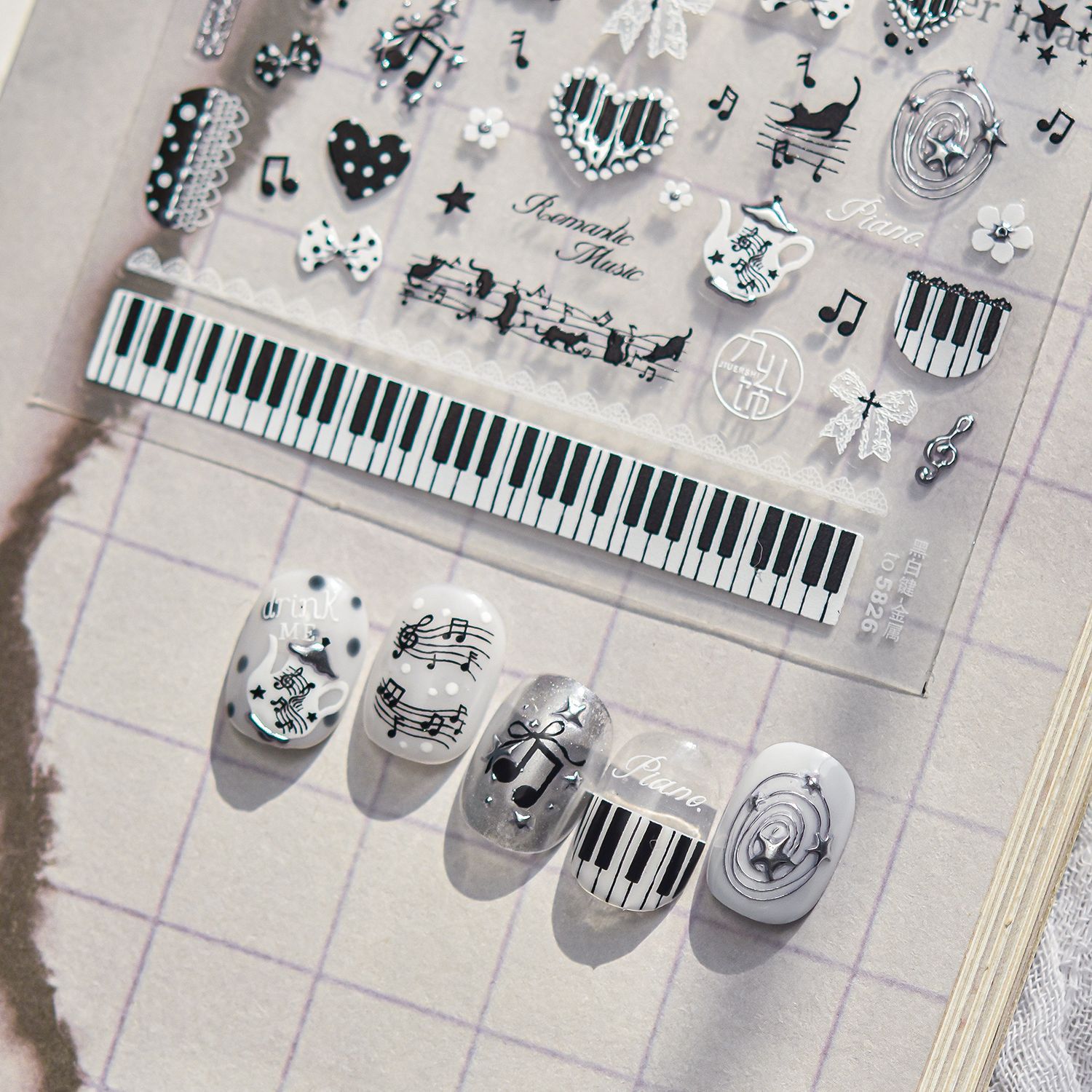 Black White Music 5D Nail Stic - đánh giá và giá Musical Instrument Images