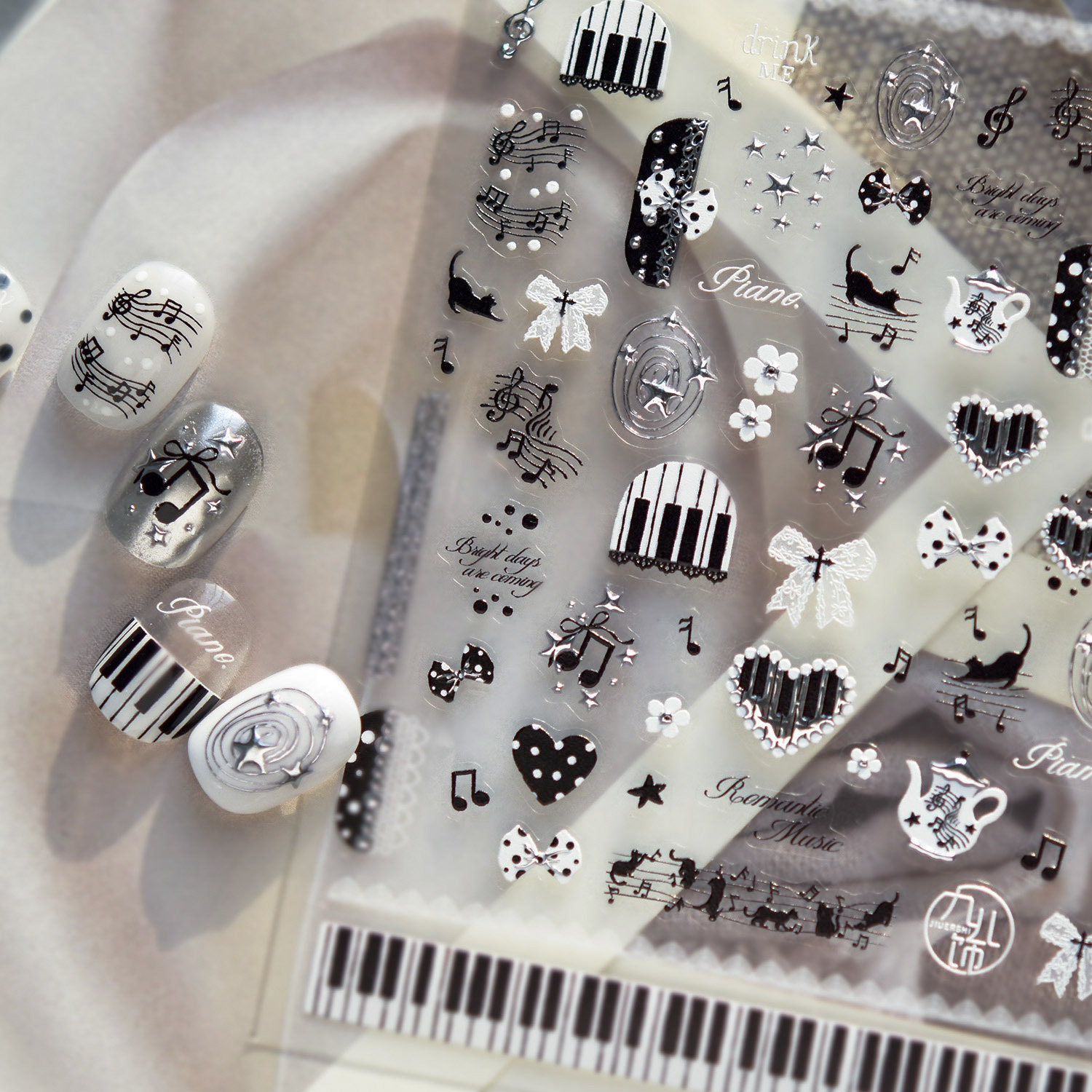 Black White Music 5D Nail Stic - đánh giá và giá Musical Instrument Images