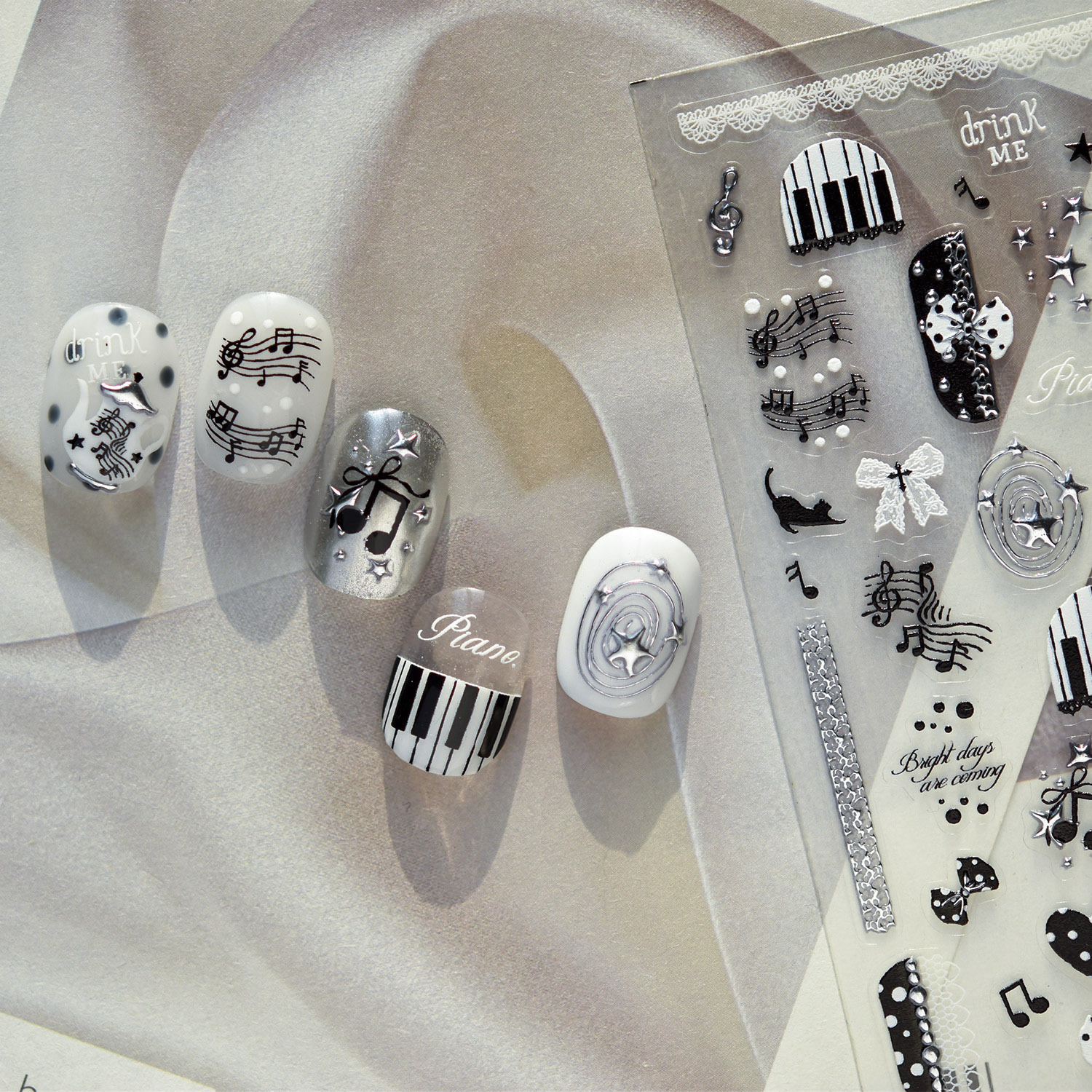 Black White Music 5D Nail Stic - đánh giá và giá Musical Instrument Images