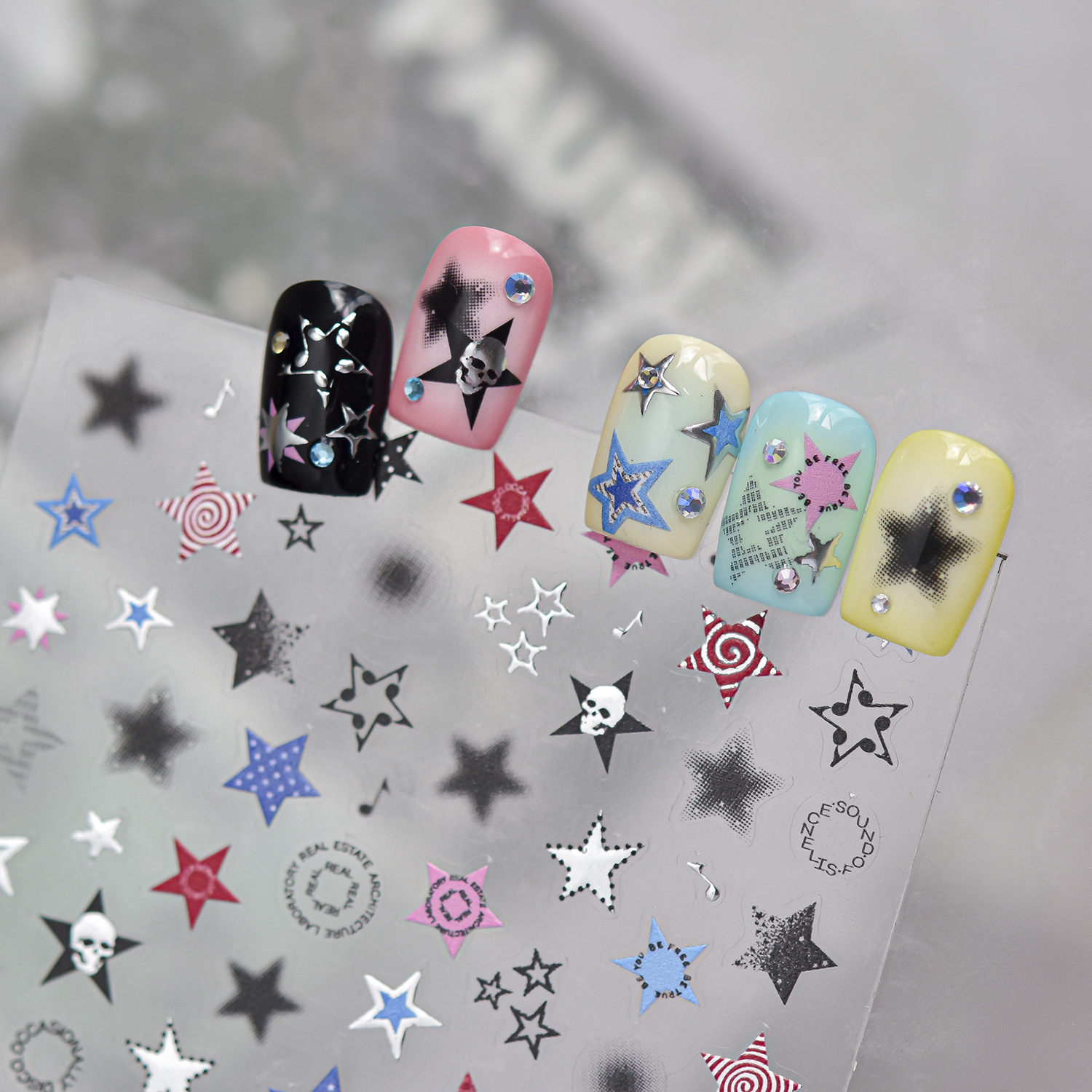 5D Retro Cool Nail Decals Dark - đánh giá và giá Musical Instrument Images