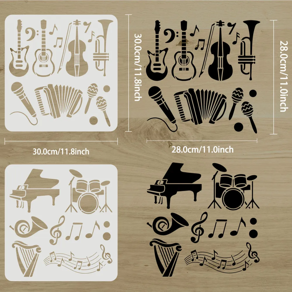 2pcs Musical Instruments Stenc - đánh giá và giá Musical Instrument In Drawing
