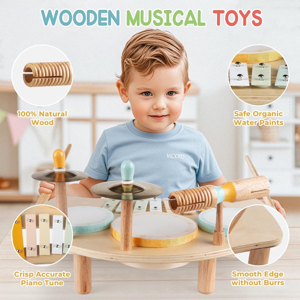 Wooden Drum Set for Toddlers 1 - đánh giá và giá Musical Instrument Images