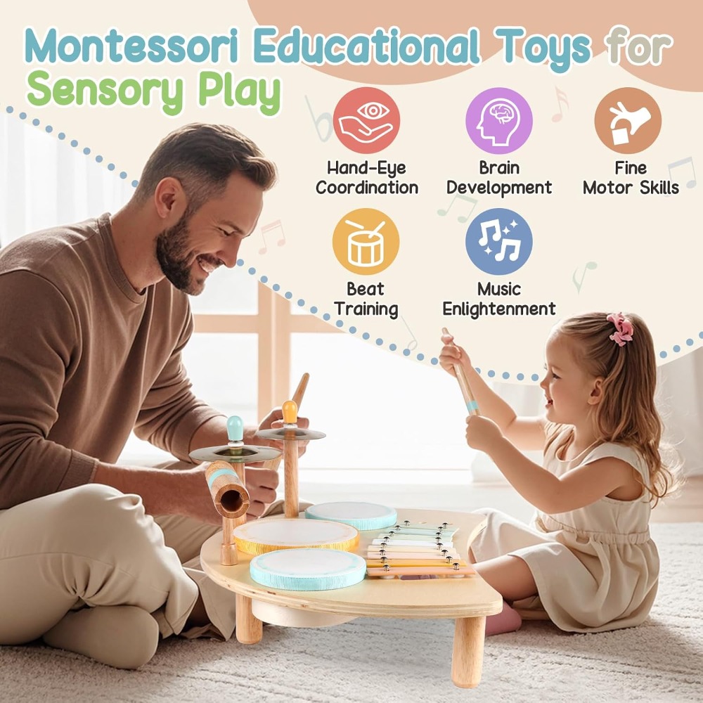 Wooden Drum Set for Toddlers 1 - đánh giá và giá Musical Instrument Images