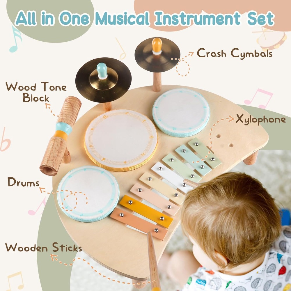 Wooden Drum Set for Toddlers 1 - đánh giá và giá Musical Instrument Images